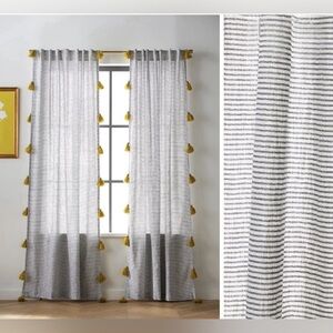 ANTHROPOLOGIE Curtains Drapes Mindra Set of 2 Panels Navy/White Stripes 63x50